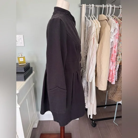 CAbi Black Button-Up Coat Military   Women’s SZ L - Picture 5 of 7